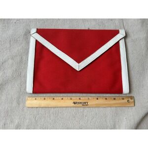 1970s Clutch Envelope Red and White Canvas/Vinyl Purse